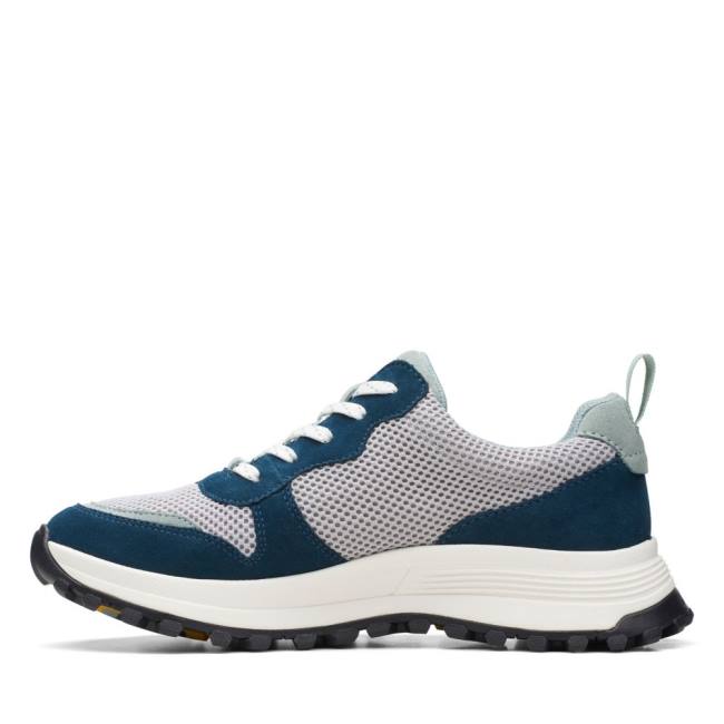 Women's Clarks ATL Trek Free Waterproof Sneakers White / Navy | CLK867CEQ