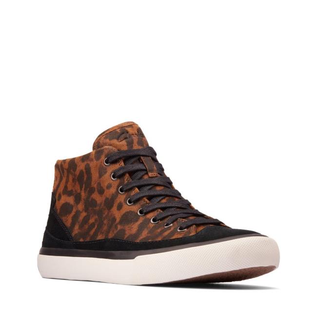 Women's Clarks Aceley Zip Hi Sneakers Leopard | CLK732ZLI