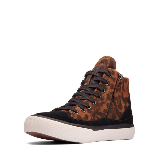 Women's Clarks Aceley Zip Hi Sneakers Leopard | CLK732ZLI