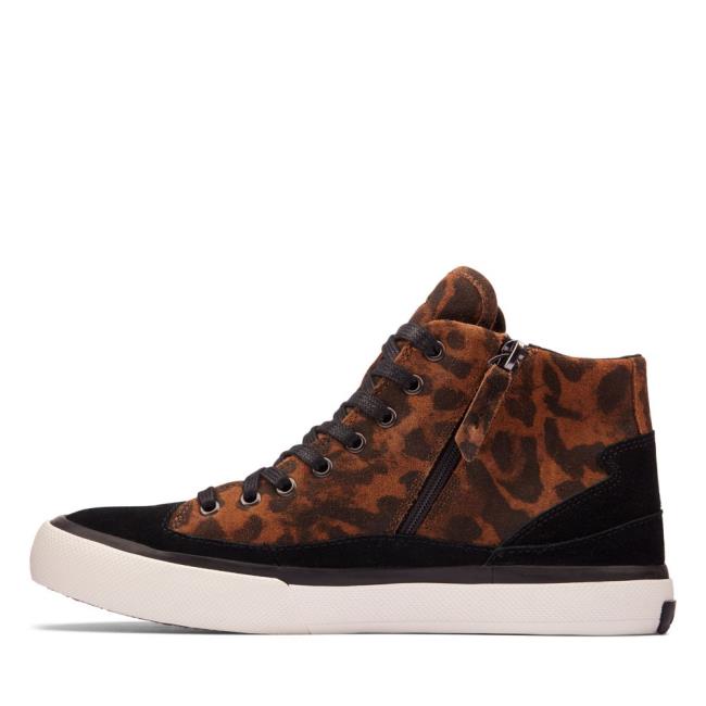 Women's Clarks Aceley Zip Hi Sneakers Leopard | CLK732ZLI