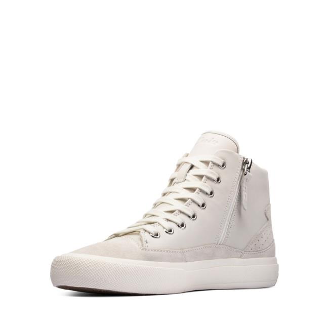 Women's Clarks Aceley Zip Hi Sneakers White | CLK067AJZ