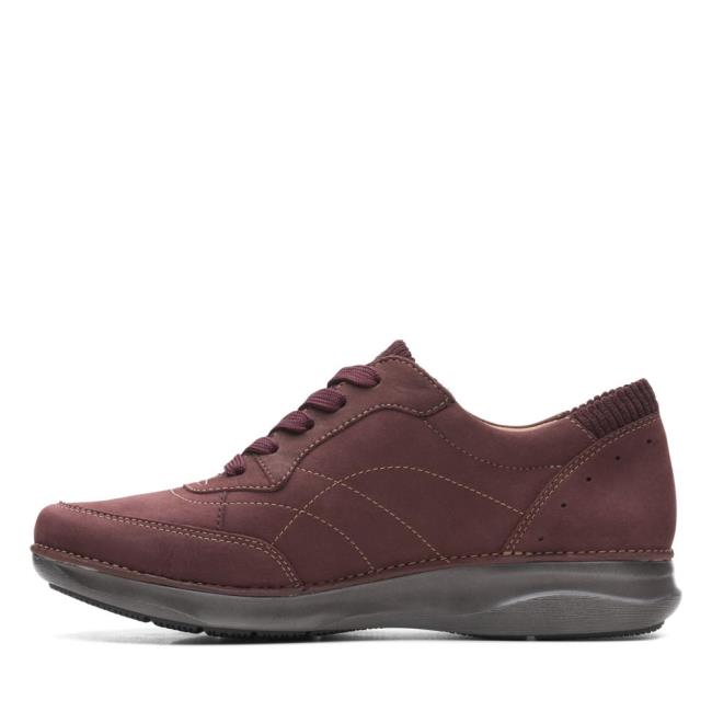 Women's Clarks Appley Tie Flat Shoes Burgundy | CLK358RFE