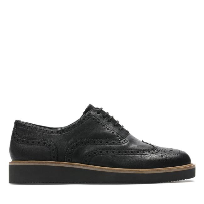 Women\'s Clarks Baille Brogue Black Shoes Black | CLK275NKH