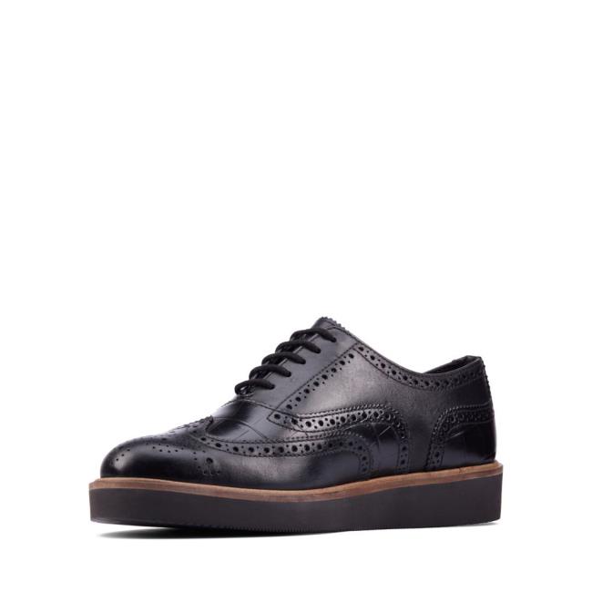 Women's Clarks Baille Brogue Black Shoes Black | CLK574KZJ