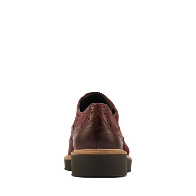 Women's Clarks Baille Brogue Flat Shoes Burgundy | CLK086XKI