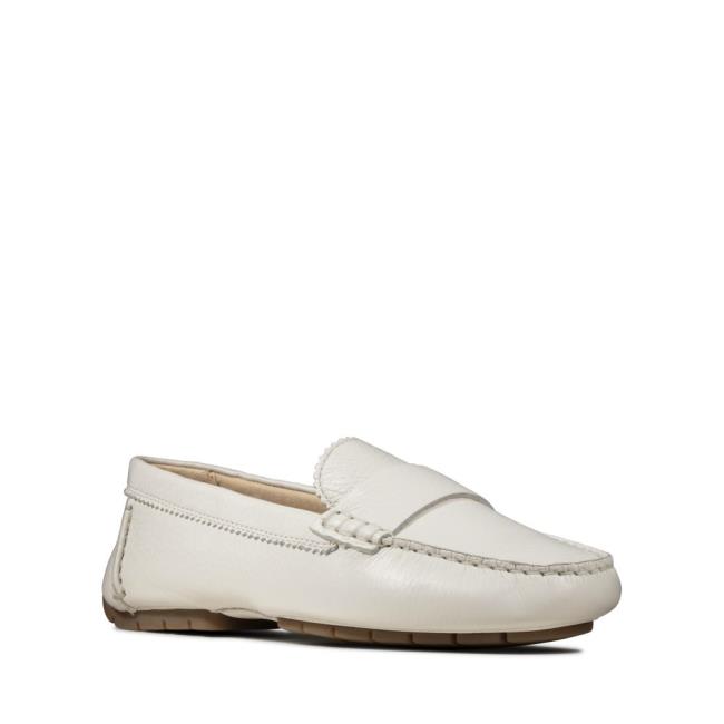 Women's Clarks C Mocc Flat Shoes White | CLK147OEI