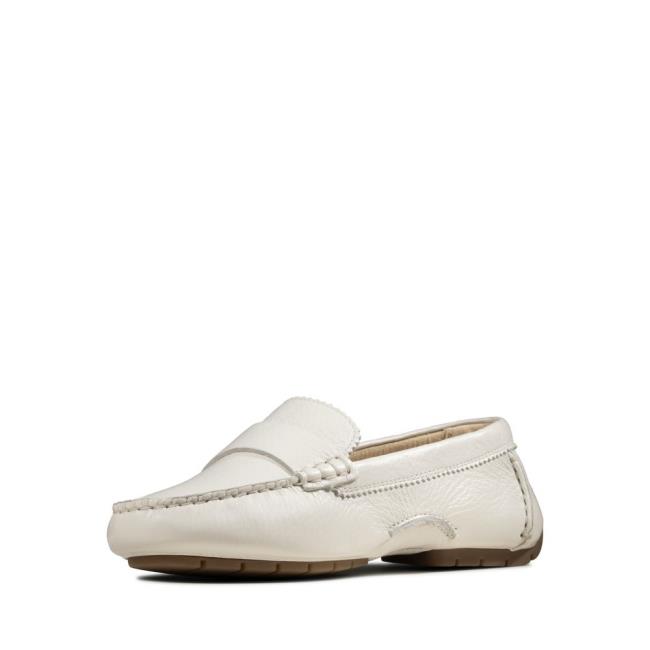 Women's Clarks C Mocc Flat Shoes White | CLK147OEI