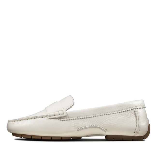 Women's Clarks C Mocc Flat Shoes White | CLK147OEI