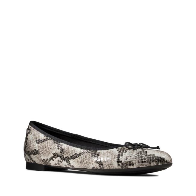 Women's Clarks Couture Bloom Flat Shoes Grey Snake | CLK456RPE