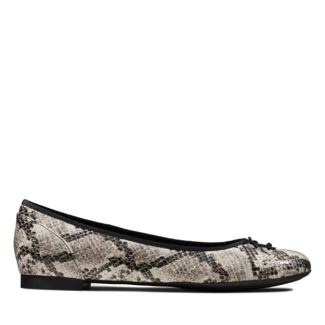 Women\'s Clarks Couture Bloom Flat Shoes Grey Snake | CLK456RPE