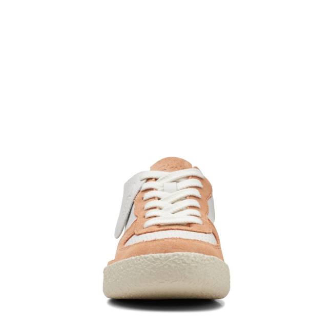 Women's Clarks Craft Cup Court Sneakers White / Orange | CLK158ETN