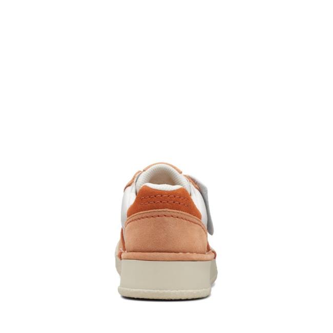 Women's Clarks Craft Cup Court Sneakers White / Orange | CLK158ETN