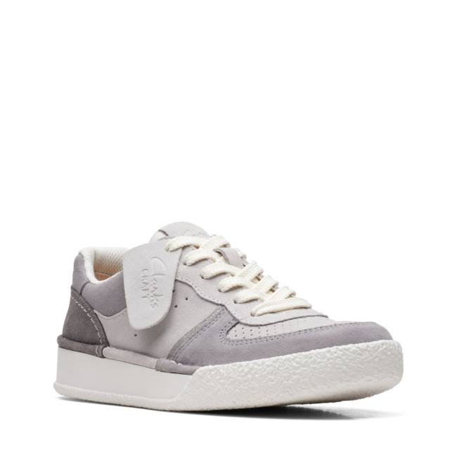 Women's Clarks Craft Cup Court Sneakers Light Grey | CLK349OGD