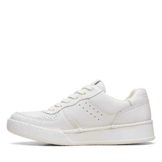 Women's Clarks Craft Cup Court Sneakers White | CLK486JQH