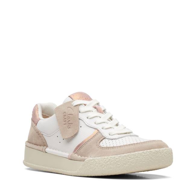 Women's Clarks Craft Cup Court Sneakers White | CLK528TQK