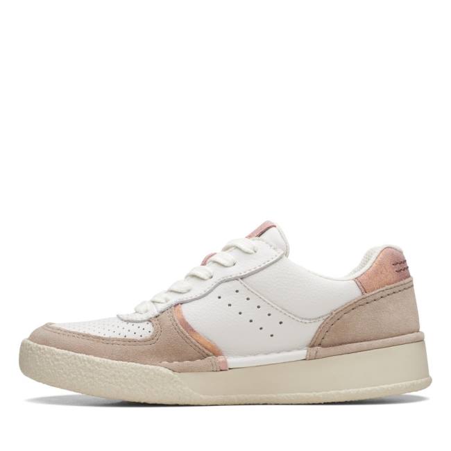 Women's Clarks Craft Cup Court Sneakers White | CLK528TQK