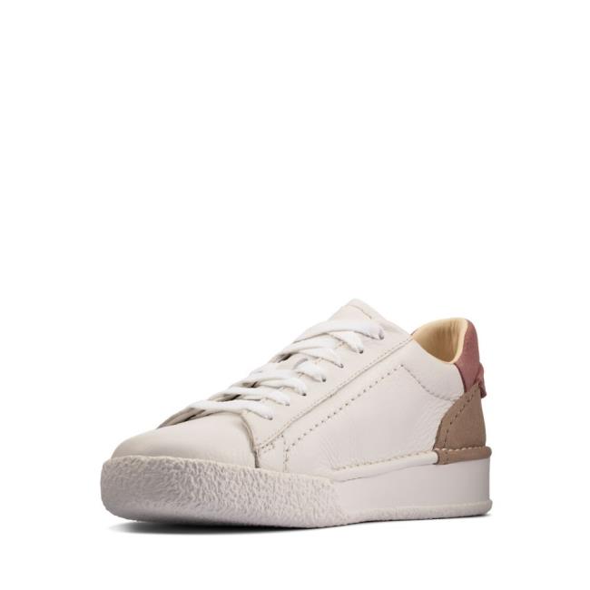 Women's Clarks Craft Cup Lace Sneakers White Rose | CLK079IXS