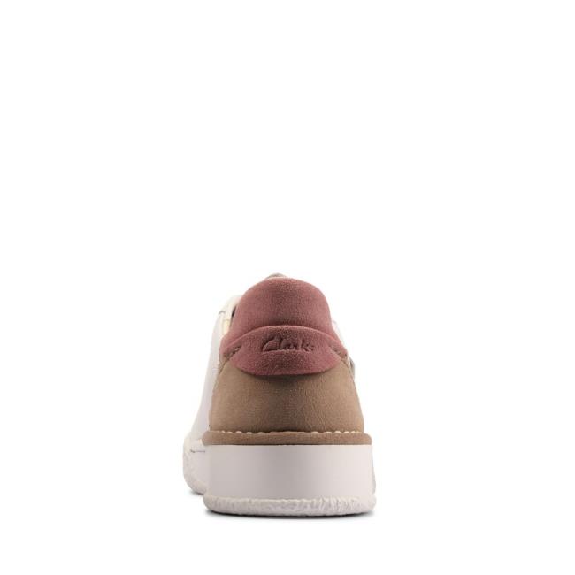 Women's Clarks Craft Cup Lace Sneakers White Rose | CLK079IXS