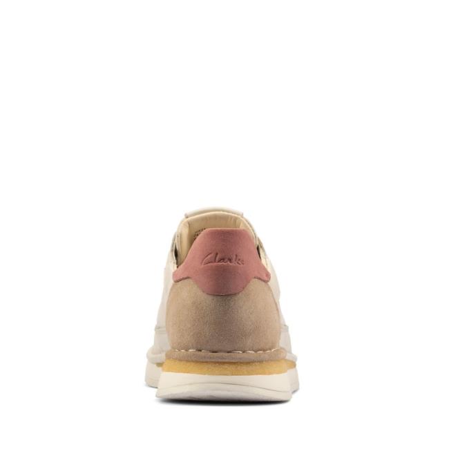 Women's Clarks Craft Run Lace Sneakers White Rose | CLK475EZM