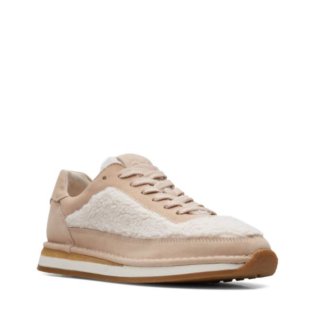 Women's Clarks Craft Run Lace Sneakers White / Beige | CLK849GRP