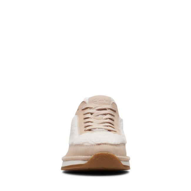 Women's Clarks Craft Run Lace Sneakers White / Beige | CLK849GRP