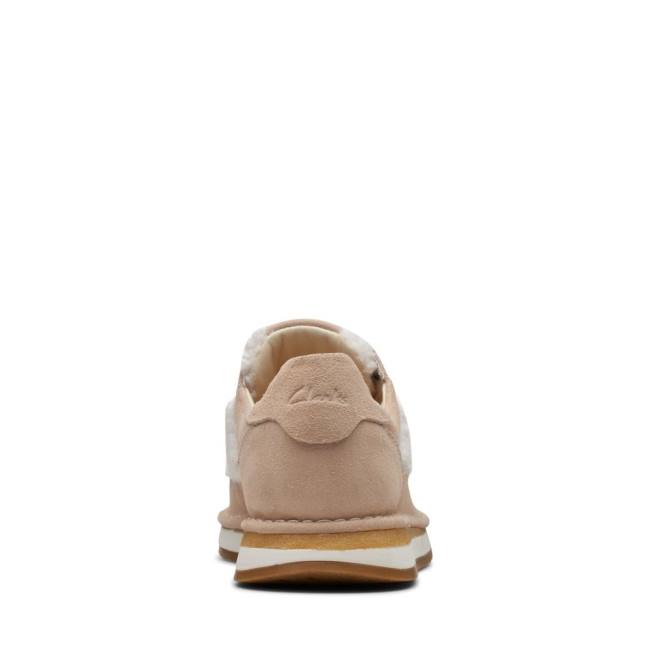 Women's Clarks Craft Run Lace Sneakers White / Beige | CLK849GRP