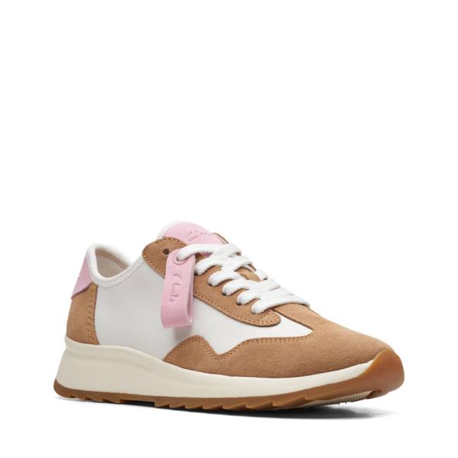 Women's Clarks Dash Lite Lo Sneakers White / Brown | CLK847YRM