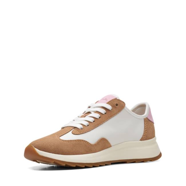 Women's Clarks Dash Lite Lo Sneakers White / Brown | CLK847YRM