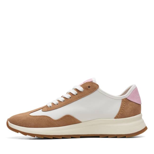 Women's Clarks Dash Lite Lo Sneakers White / Brown | CLK847YRM