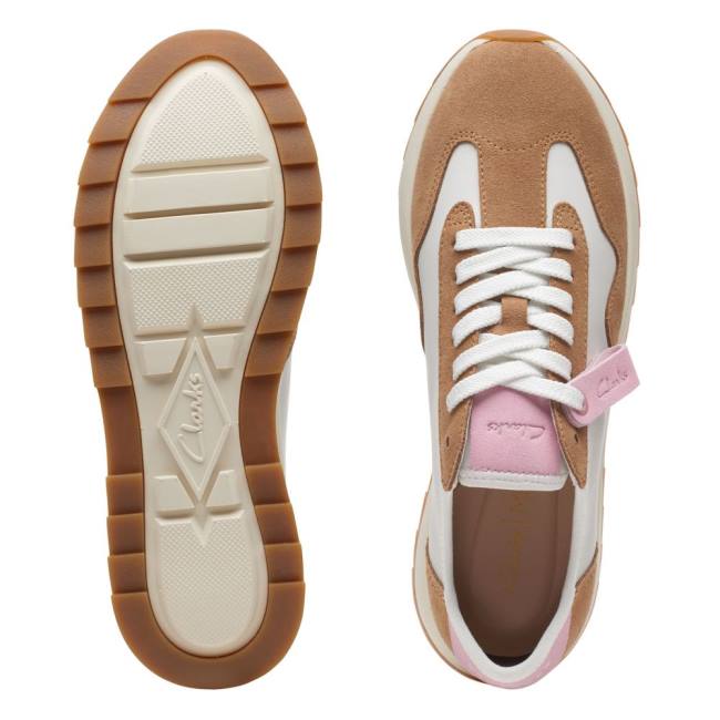 Women's Clarks Dash Lite Lo Sneakers White / Brown | CLK847YRM