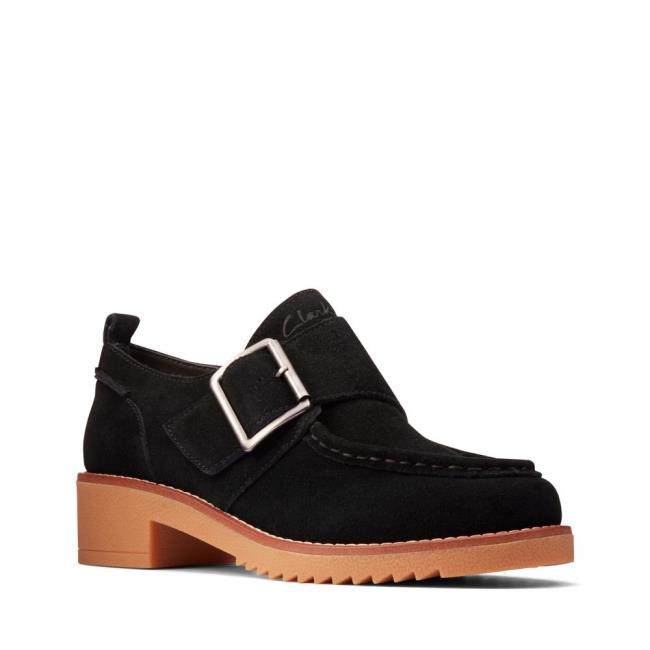 Women's Clarks Eden Mid Monk Black Shoes Black | CLK312RXV