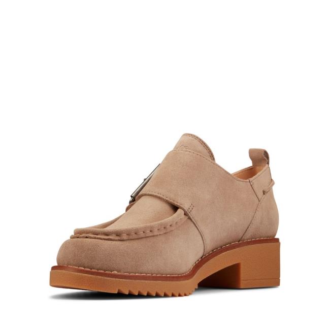 Women's Clarks Eden Mid Monk Flat Shoes Brown | CLK406WVQ