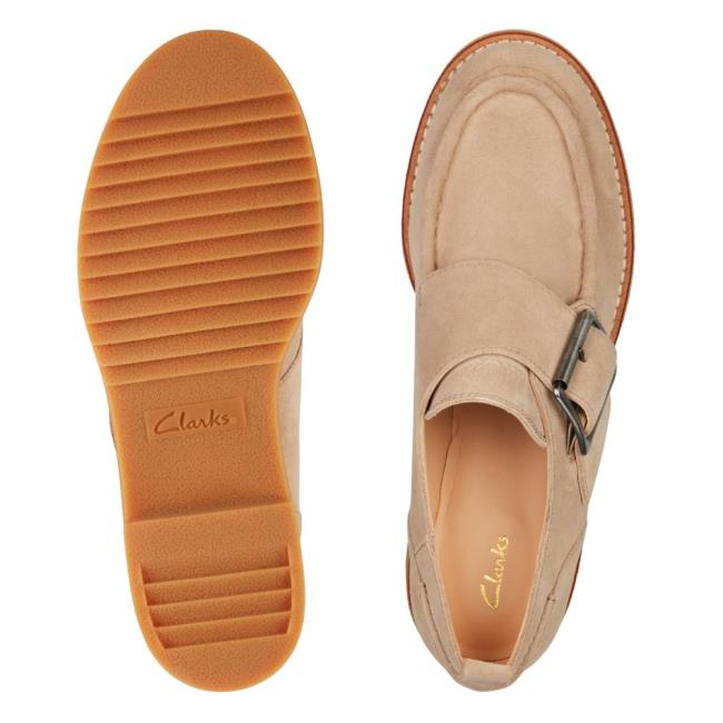 Women's Clarks Eden Mid Monk Flat Shoes Brown | CLK406WVQ