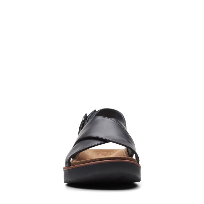 Women's Clarks Elayne Cross Sandals Black | CLK621NFK