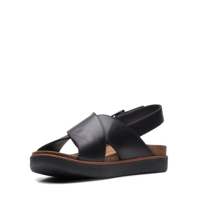 Women's Clarks Elayne Cross Sandals Black | CLK621NFK