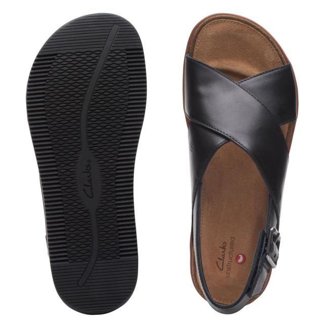 Women's Clarks Elayne Cross Sandals Black | CLK621NFK