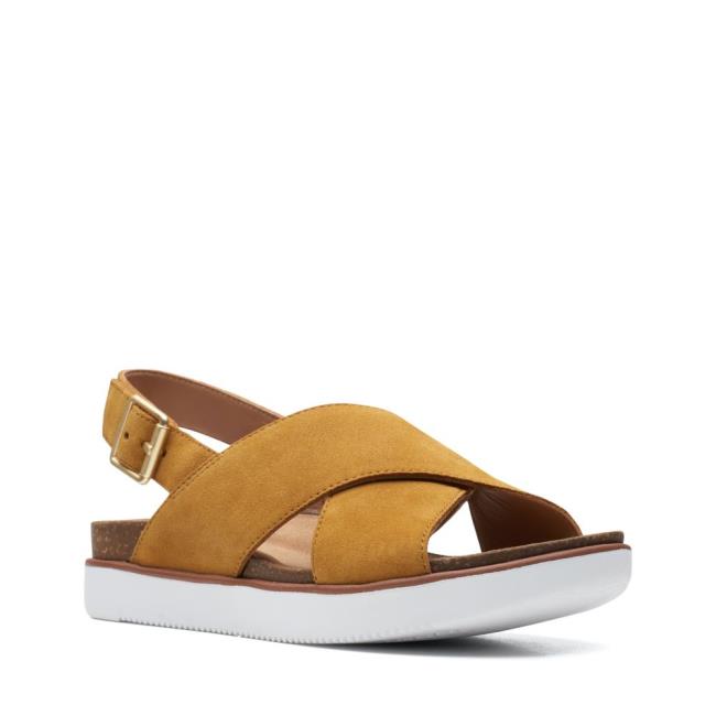 Women's Clarks Elayne Cross Sandals Brown | CLK709SGX