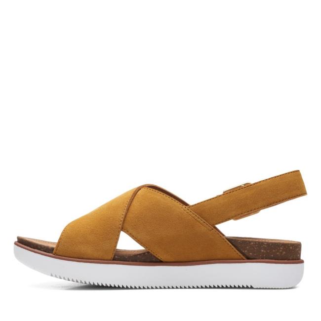 Women's Clarks Elayne Cross Sandals Brown | CLK709SGX