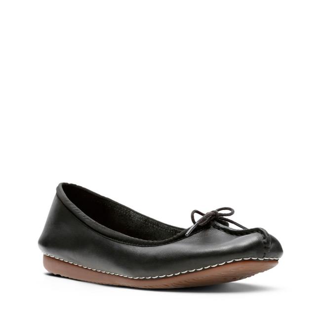 Women's Clarks Freckle Ice Flat Shoes Black | CLK812ZER