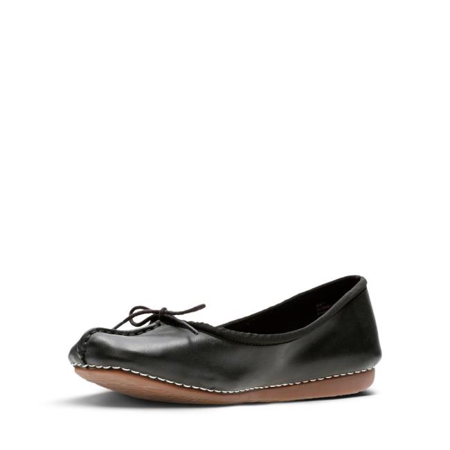 Women's Clarks Freckle Ice Flat Shoes Black | CLK812ZER