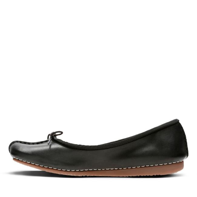 Women's Clarks Freckle Ice Flat Shoes Black | CLK812ZER