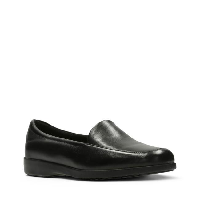 Women's Clarks Georgia Flat Shoes Black | CLK715ESW