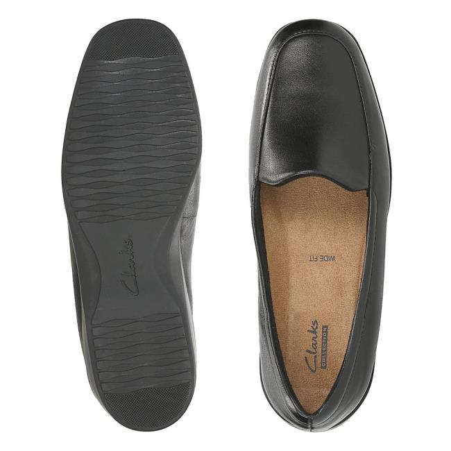 Women's Clarks Georgia Flat Shoes Black | CLK715ESW