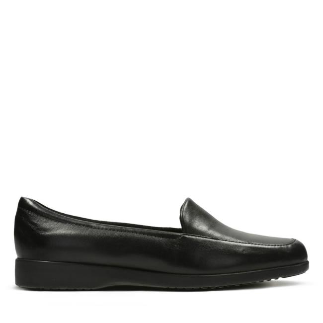 Women\'s Clarks Georgia Flat Shoes Black | CLK715ESW