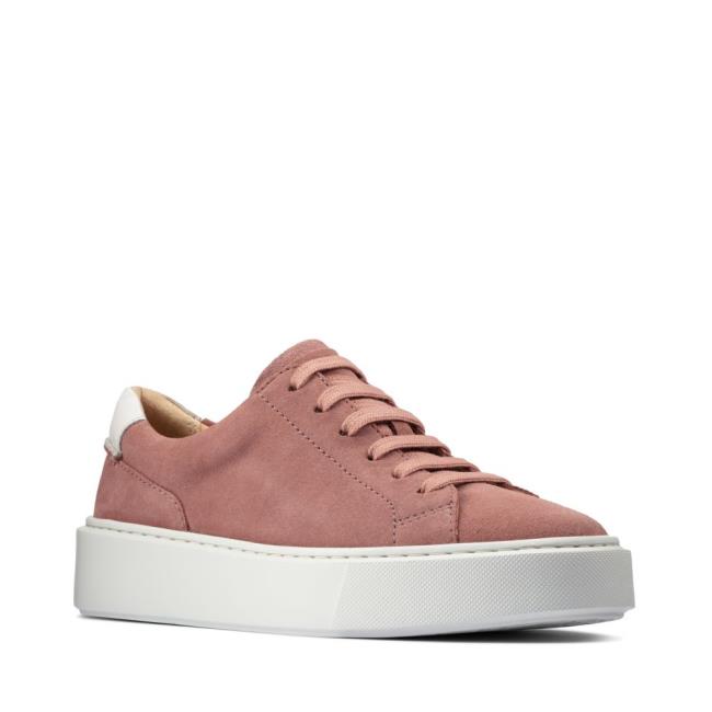 Women's Clarks Hero Lite Lace Sneakers Rose | CLK058XJT