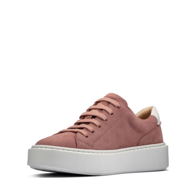 Women's Clarks Hero Lite Lace Sneakers Rose | CLK058XJT