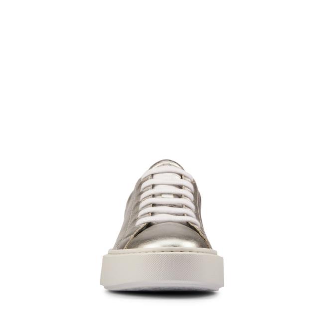 Women's Clarks Hero Lite Lace Sneakers Silver Metal | CLK720WMJ