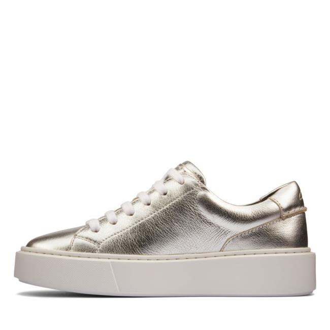 Women's Clarks Hero Lite Lace Sneakers Silver Metal | CLK720WMJ