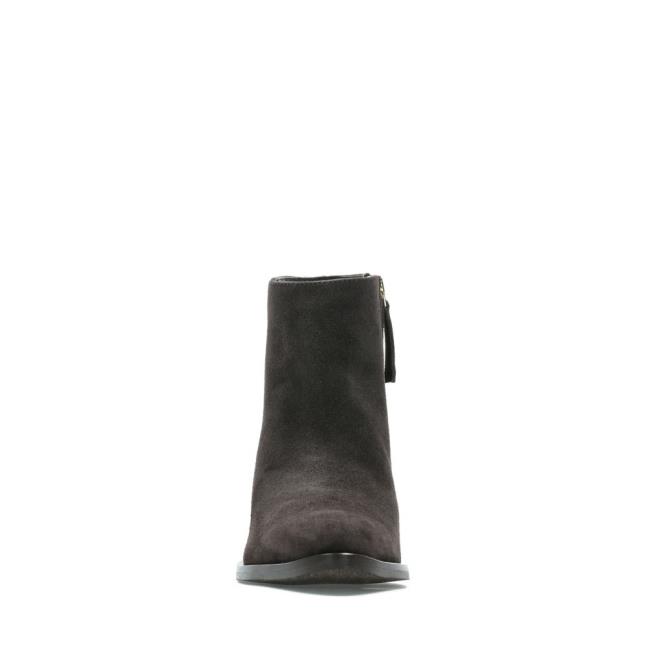 Women's Clarks Isabella2 Zip Heeled Boots Dark Brown | CLK928NIJ