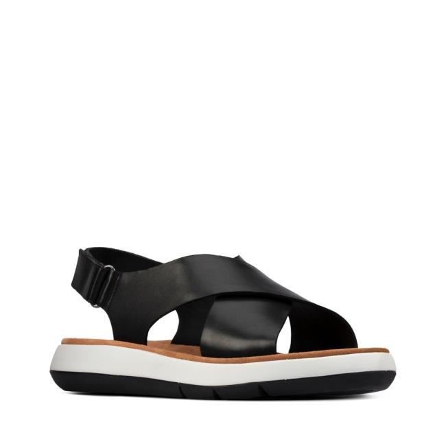 Women's Clarks Jemsa Cross Sandals Black | CLK743INE